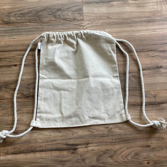 Fisherman Out of Ireland Canvas Backpack Tote Cream Organic Cotton Rope Straps - Picture 2 of 6